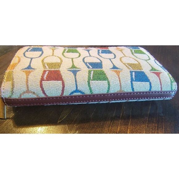 Wine Glass Themed Wallet Womens Gift Wallet Wine Club Zip Around Chris's Stuff - Picture 6 of 6